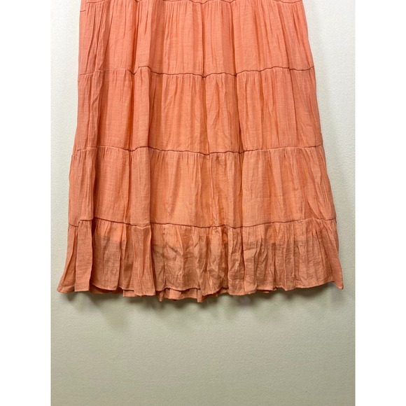 Summer Boho Umgee Tiered Maxi Dress Womens Large Coral Pink Halter Ruffle - Picture 5 of 11